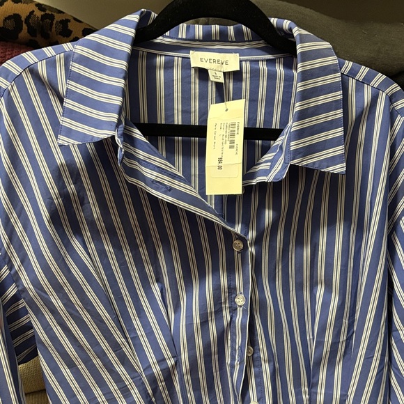 Evereve Mara Corset Blue Striped  Shirt - Picture 5 of 9